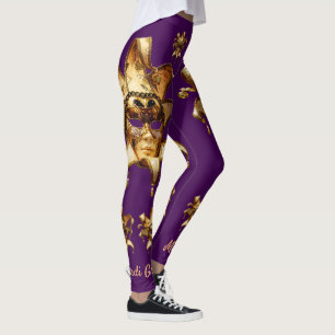 Goldkarneval-Masken auf Pflaume Leggings