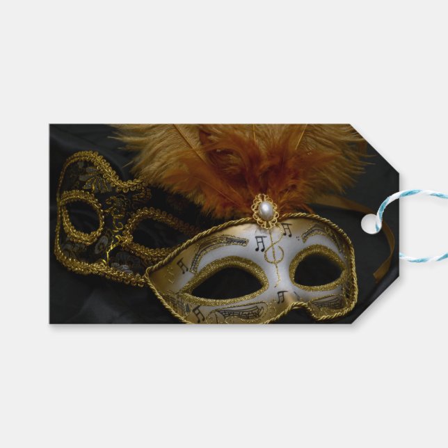 Goldkarneval - Venezianische Masquerade Geschenkanhänger (Vorderseite (Horizontal))