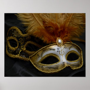 Goldkarnevals-venezianische Masken-Maskerade Poster