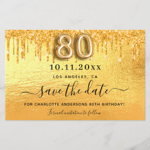 Goldkarte des 80. Glitzer Save the Date