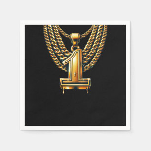 Goldkette 1 Tröpfchen #1 1. Geburtstagsfeier Serviette