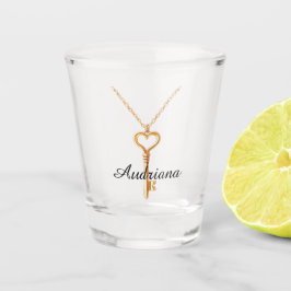 Goldkette Herzanhänger Schlüssel Schnapsglas