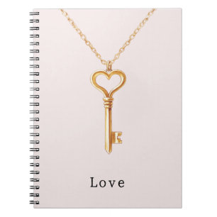 Goldkette Herzanhänger Schlüssel zum Herzen Liebe Notizblock