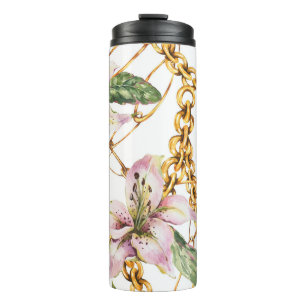 Goldketten & Royal Lilies: Wasserfarbenprächtige E Thermosbecher