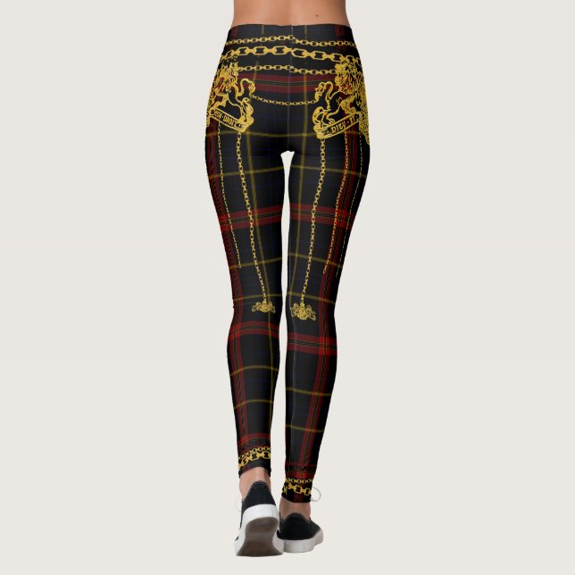 Goldkettentrippchen Roter Tartan Kariert Leggings (Rückseite)