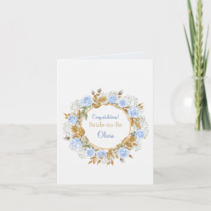 Goldkissed Blue Rose Bridal Karte