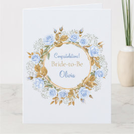 Goldkissed Blue Rose Bridal Karte