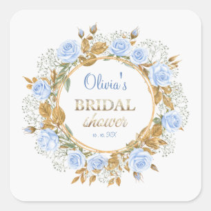 Goldkissed Blue Rose Bridal Quadratischer Aufkleber