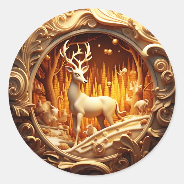 Goldkleber für Hirsche Runder Aufkleber (Vorderseite)