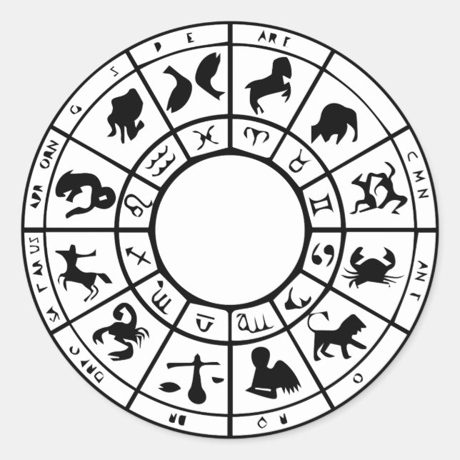 Goldkleber für moderne Horoskop-Zodiac Runder Aufkleber (Vorderseite)
