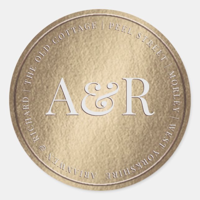 Goldkleber mit Monogramm Runder Aufkleber (Vorderseite)