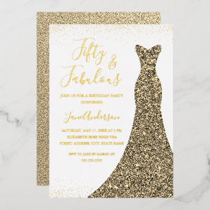 Goldkleid 50 & fabelhafte Birthday Foil Foil Invit Folieneinladung