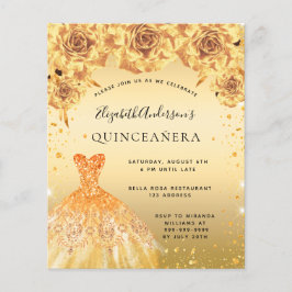 Goldkleid aus Quinceanera - Blumenzettel Flyer