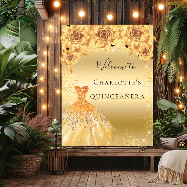 Goldkleidung aus Quinceanera Glitzer Begrüßung Poster (Von Creator hochgeladen)