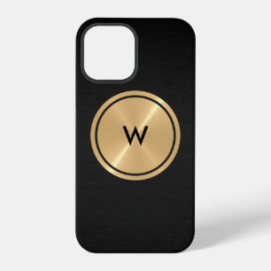 Goldknopf und schwarzes Edelstahlmetall iPhone 12 Pro Hülle