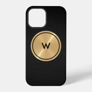 Goldknopf und schwarzes Edelstahlmetall iPhone 12 Pro Hülle