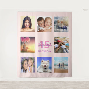 Goldkollage der Rose Quinceanera Foto Wandteppich