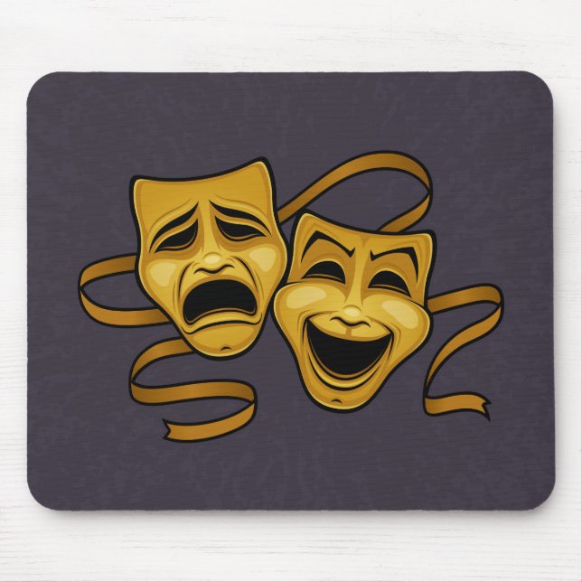 Goldkomödien-und -tragödie-Theater-Masken Mousepad (Vorne)