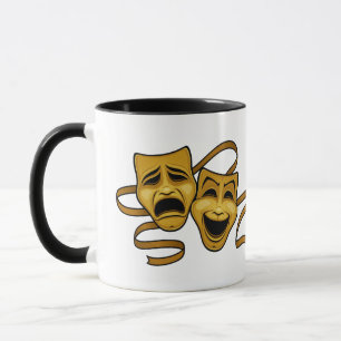 Goldkomödien-und -tragödie-Theater-Masken Tasse