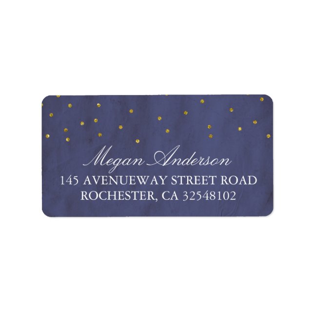 Goldkonfetti-Hochzeit der Vintagen Marine Adressaufkleber (Vorne)