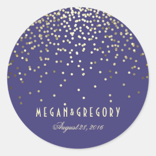 Goldkonfetti-Hochzeit Runder Aufkleber