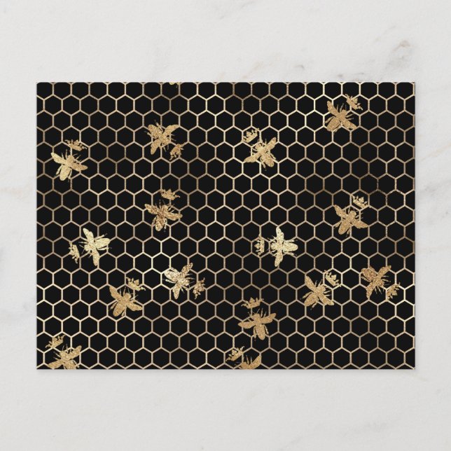 Goldköniginnen-Bienen und Honeycomb Postkarte (Vorderseite)