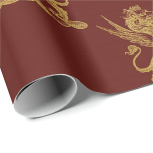 Goldköniglicher Löwe-ziemlich König Maroon Red Geschenkpapier