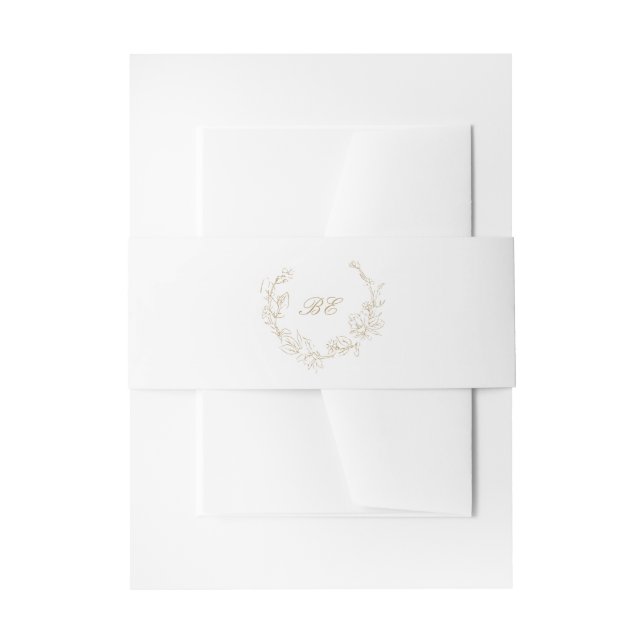 Goldkranz-Monogram-Elegante Hochzeit Einladungsbanderole (Vorderseite Beispiel)