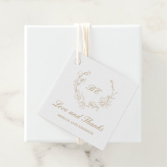 Goldkranz-Monogram-Elegante Hochzeit Geschenkanhänger (Beispiel)