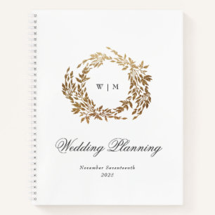 Goldkranz-Monogramm-Hochzeit Notizbuch