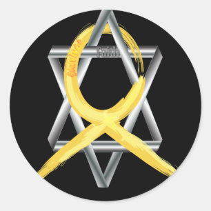 Goldkrebs-Ribbon-Star von David Runder Aufkleber