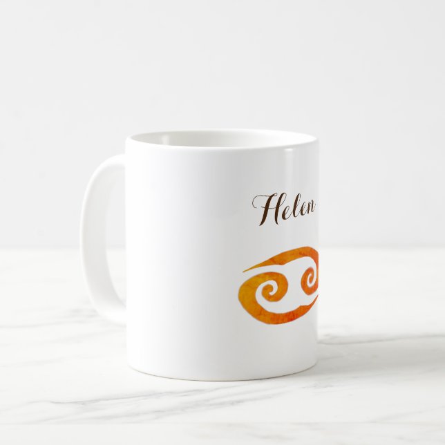 Goldkrebs-Zodiac-Zeichen-Individuelle Name Kaffeetasse (Vorderseite Links)