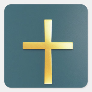 Goldkreuz auf der Blue Background Aufkleber