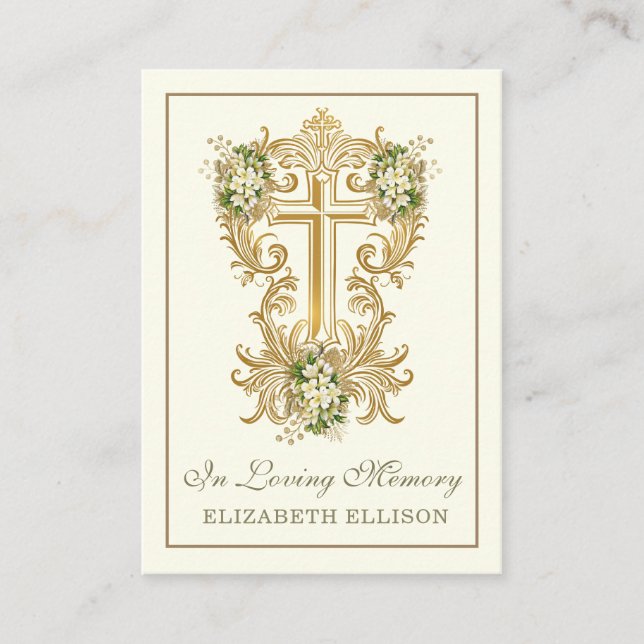 Goldkreuz-Beerdigungskarten Platzkarte (Vorderseite)