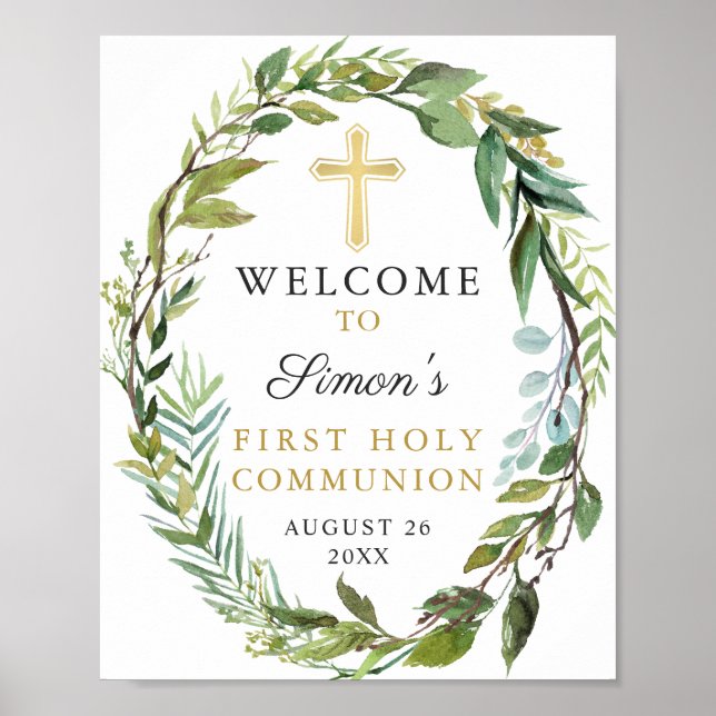 Goldkreuz Grünkranz Erste Heilige Kommune Poster (Vorne)