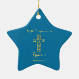 Goldkreuz Keramik Ornament