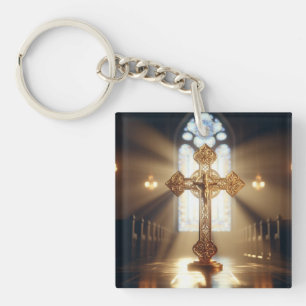 Goldkreuz mit Crucifix Schlüsselanhänger