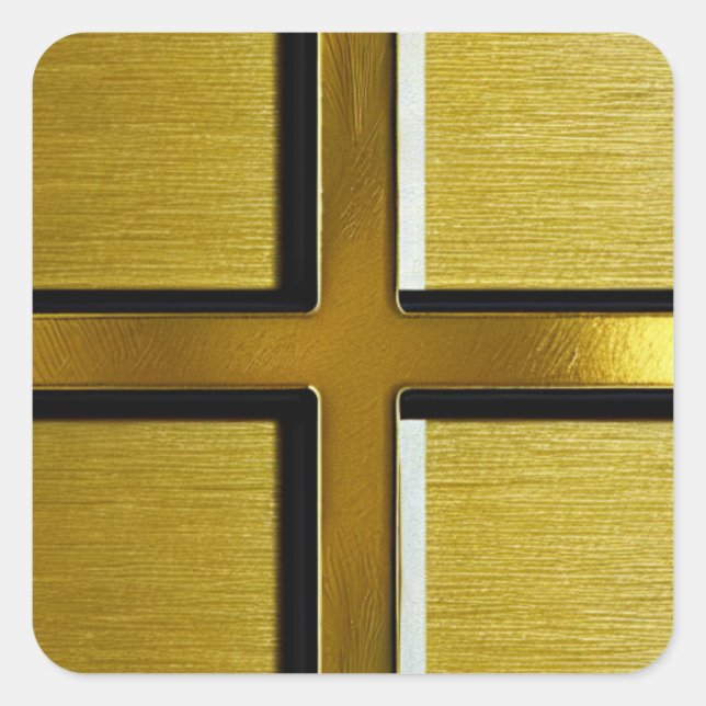 Goldkreuz Quadratischer Aufkleber (Vorderseite)