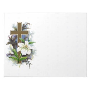 Goldkreuz und Blume Notepad Notizblock