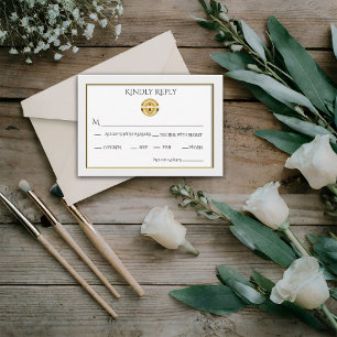 Goldkreuz und Chalice Katholische Hochzeit RSVP Karte