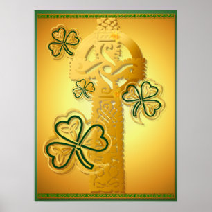 Goldkreuz und Kleeblatt-Plakat Poster