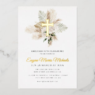 Goldkreuz-Widmung Folieneinladung