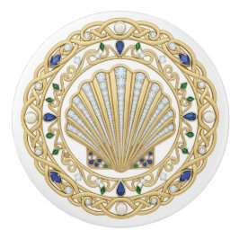 Goldkristall-Muschelschale 2D-Grafik-Edelsteine Keramikknauf