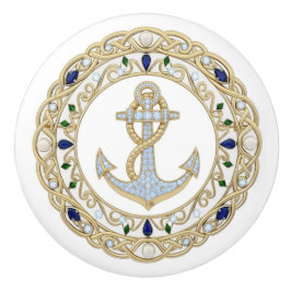 Goldkristall-Nautischer-Anker-Diamant-2D-Grafik Keramikknauf