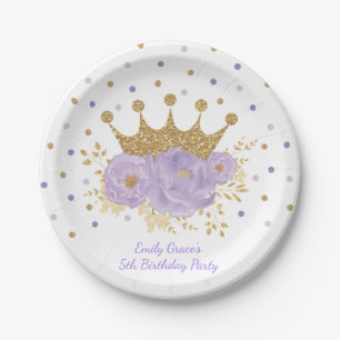 Goldkrone Lila Blumenpracht Königliche Prinzessin Pappteller