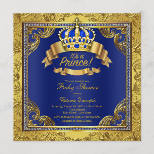Goldkrone Royal Blau Prinz Baby Shower Einladung