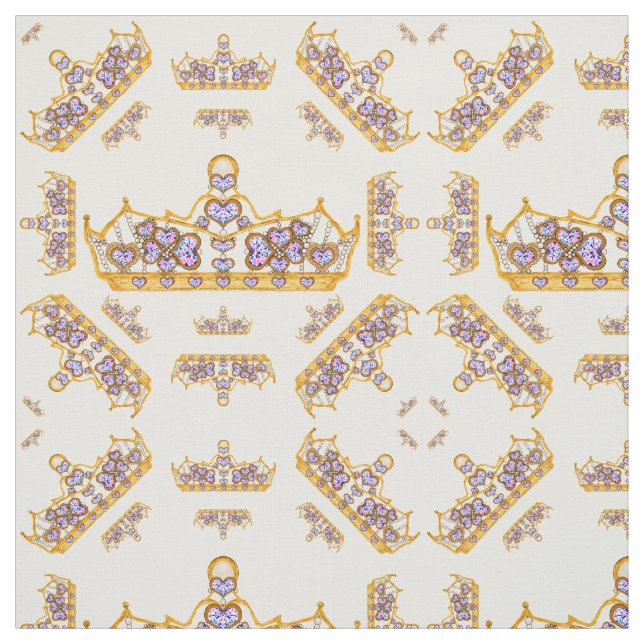 Goldkrone von Herzdiamanten Stoff (Muster)