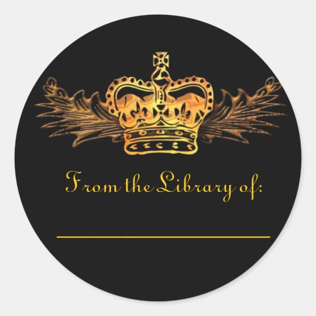 Goldkronen-Buchzeichen Runder Aufkleber (Vorderseite)