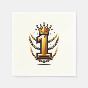 Goldkronen-Kettentropf 1 #1 1. Geburtstagsfeier Serviette