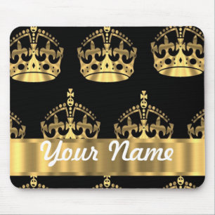 Goldkronenmuster auf Schwarzem Mousepad